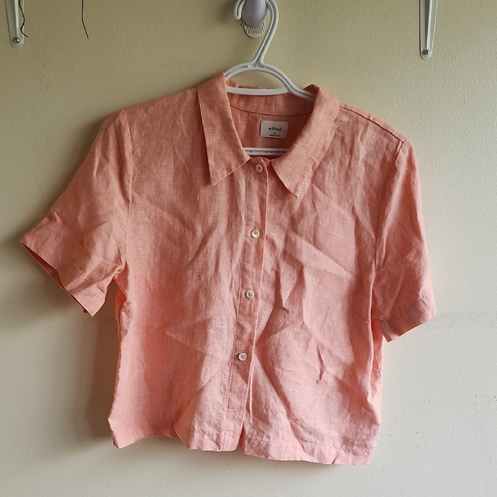 EUC Aritzia Wilfred Button Fown Organic Linen Blouse, M
